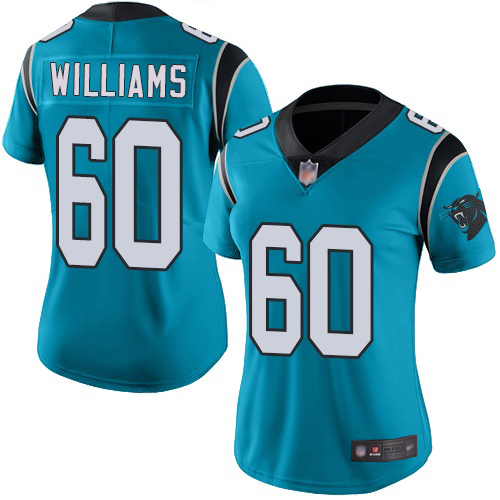 Carolina Panthers Limited Blue Women Daryl Williams Jersey NFL Football #60 Rush Vapor Untouchable->women nfl jersey->Women Jersey